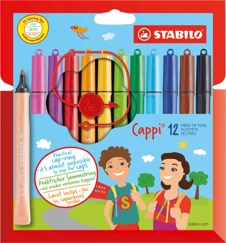 STABILO Cappi trojhranný vláknový fix 12 barev