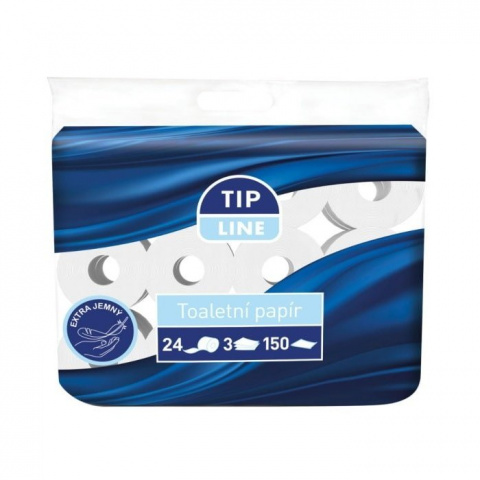 Toaletní papír Tip Line 3-vrstvý, bílý 24ks 150 útržků
