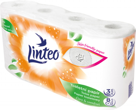 Toaletní papír Linteo Satin 3-vrstvý, bílý 8ks AKCE
