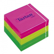 Samol.bloček Tartan 76x76mm 100 listů neon 3 barevný mix foto