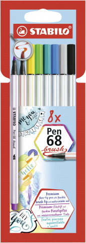 STABILO Pen 68 brush sada 8 barev - štětcový hrot