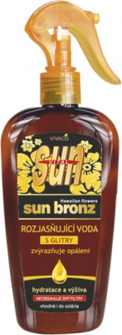 SUN Rozjasňující voda se zlatými glitry 300ml s betakarotenem a akcelerátorem