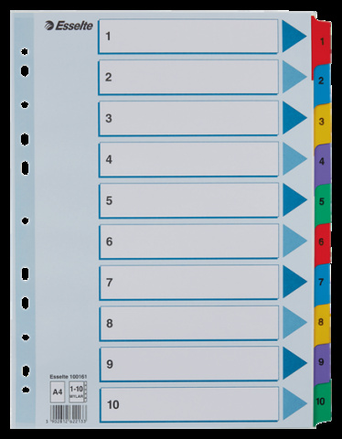 Rozdružovač Esselte 1-10 čísel A4 zesílené Mylar 100161
