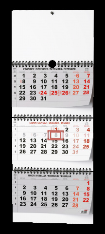 Nástěnný kalendář - Tříměsíční - skládaný (s mezinárodními svátky)