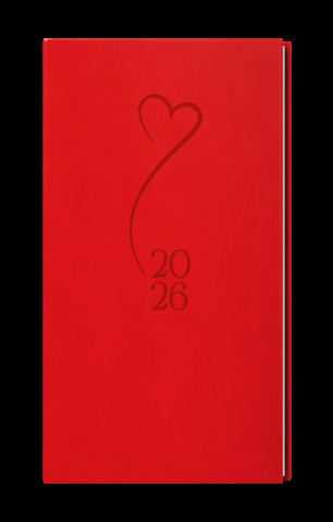 Týdenní diář - Jakub - Vivella s ražbou - kapesní - červená - Srdce