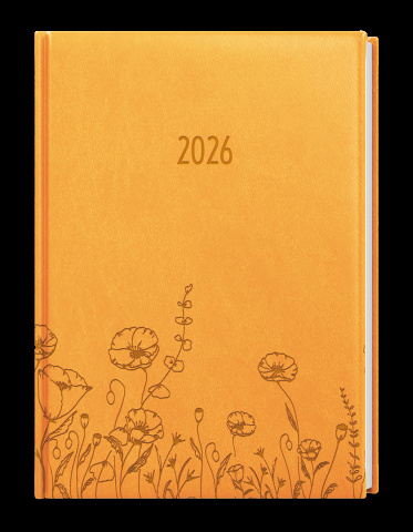 Týdenní diář - Oskar - Vivella s ražbou - A5 - okrová - Louka