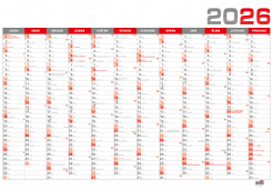 Nástěnný roční kalendář B1 - červený foto