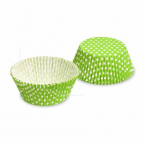 Košíčky cukrářské 40ks 50x30mm Puntíky bílo/žlutozelený foto