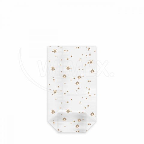 Sáček čirý (OPP) s křížovým dnem Hvězdy zlaté  9,5 x 16 + 4 cm [100 ks]