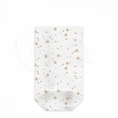 Sáček čirý (OPP) s křížovým dnem Hvězdy zlaté 11,5 x 19 + 4,5 cm [100 ks]