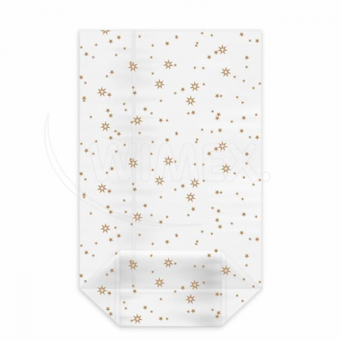 Sáček čirý (OPP) s křížovým dnem Hvězdy zlaté 16 x 27 + 6,5 cm [100 ks]