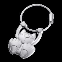 TROIKA klíčenka - cvičící kočka, kovová, šroubovací, stříbrná foto