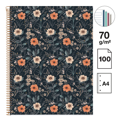 Blok A4 Miquelrius pevné desky 100 listů British Bloom 70g karton