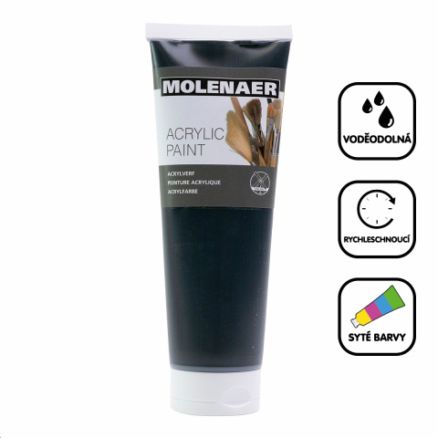 Barva akrylová Molenaer, 250 ml, černá