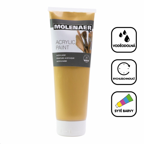 Barva akrylová Molenaer, 250 ml, zlatá
