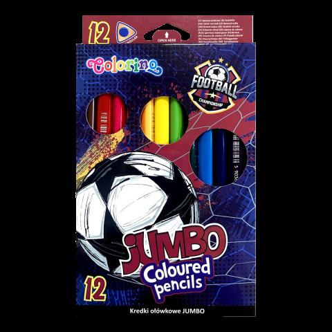 Pastelky Colorino trojhranné JUMBO Football, 12 barev