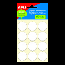 Etikety samolepící APLI průměr O 25 mm, bílé,  72 ks foto