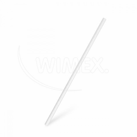 Slámky papírová 20cm, průměr 6mm, rovná 100ks bílé