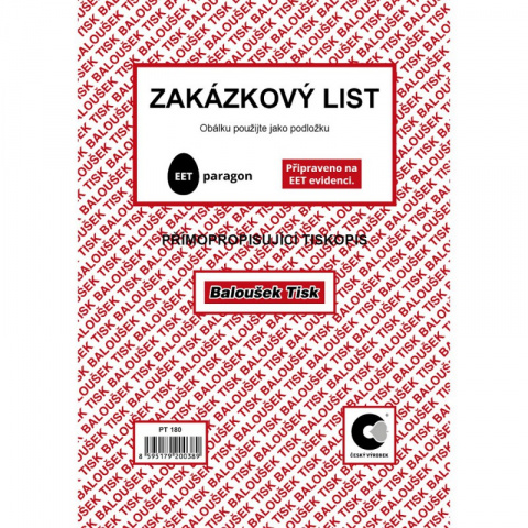 Zakázkový list A5 Bal. sp. PT180