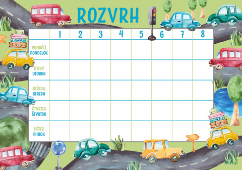 Rozvrh hodin A5 Auta