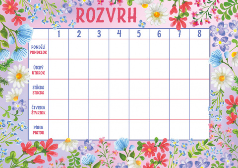 Rozvrh hodin A5 Květiny