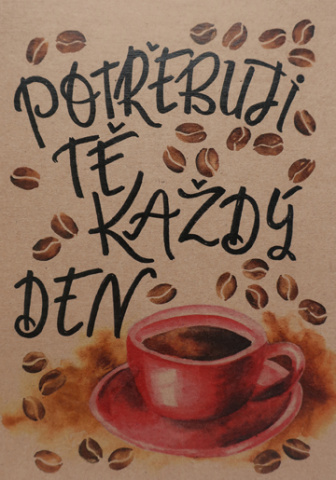 Přáníčko BeBechy – recyklovaný papír - Káva