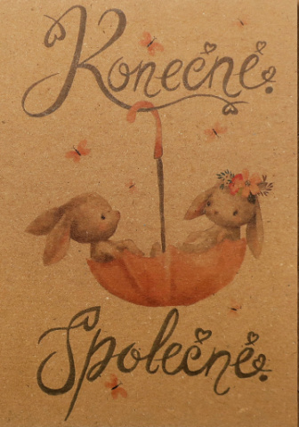 Přáníčko BeBechy - recyklovaný papír - Konečně