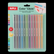 Náhradní tuhy APLI pro stiskací pastelky Color Click, 2 × 12 ks, blistr, mix b foto