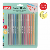 Náhradní tuhy APLI pro stiskací pastelky Color Click, 2 × 12 ks, blistr, mix b foto