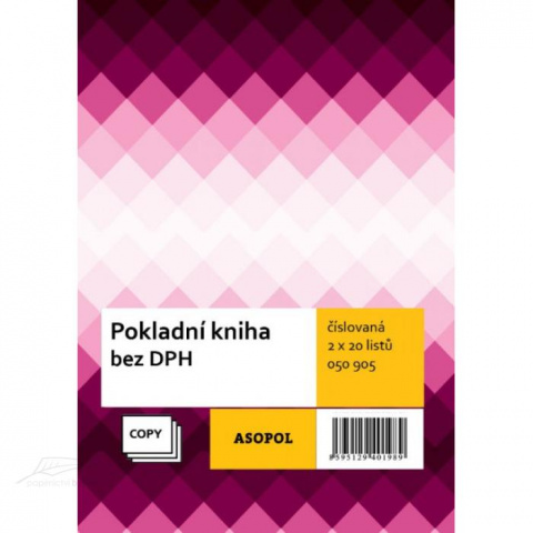 Pokladní kniha A4 číslovaná 2x25l. sp. 050905