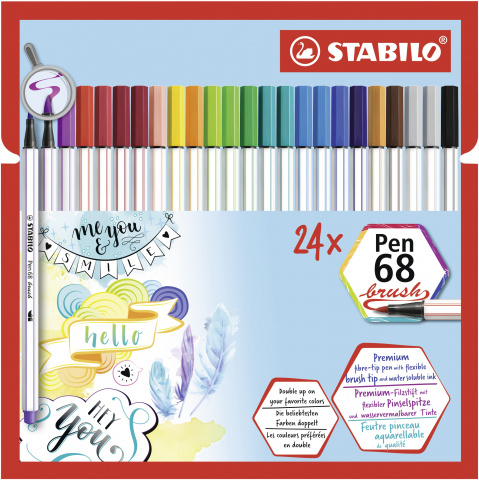 STABILO Pen 68 brush sada 24 barev - štětcový hrot