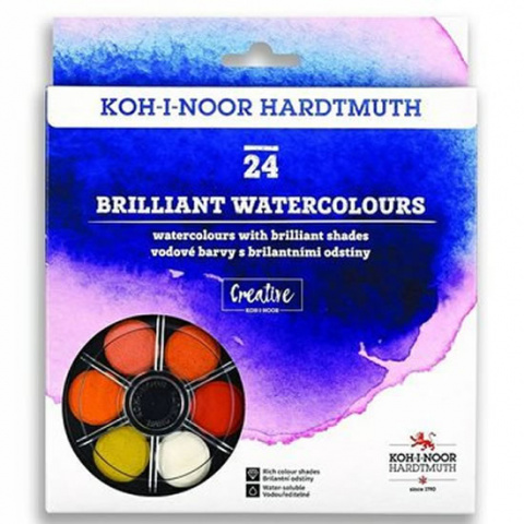 Vodové barvy KOH-I-NOOR 24 barev, brilantní barvy