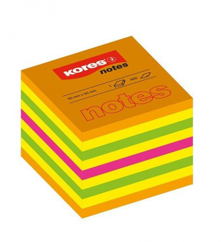 Samol.bloček Kores 50x50mm neon 400 listů CUBO mix barev