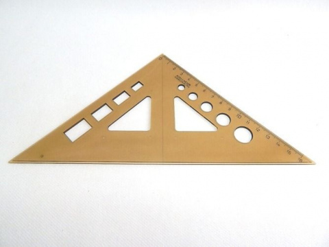 Pravítko trojúhelník 45° s ryskou + výřezy KOH-I -NOOR