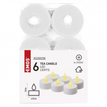 LED svíčka čajová 6ks 3,8mm bílá (6x2032) foto