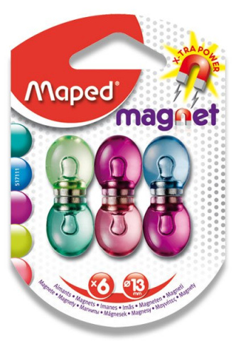 Magnety Maped silné transparentní barvy 6ks
